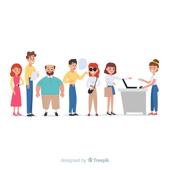 People in line waiting to pay Free Vector