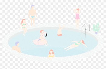 People In The Pool Illustration - Platos Hola
