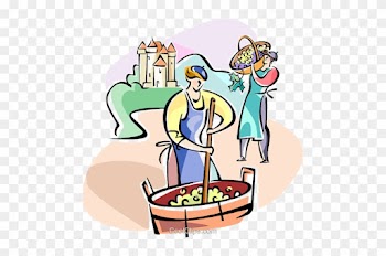People Making Wine Royalty Free Vector Clip Art Illustration - Food Processing Clipart