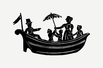 People on boat clipart, vintage | Free PSD Illustration - rawpixel