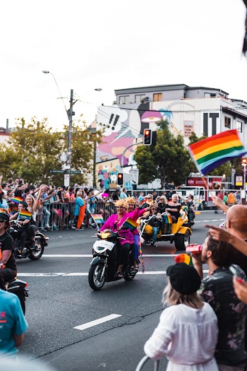 People on Motorcycles In A Parade