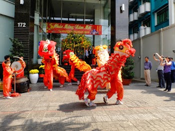 People Performing Dragon Dance