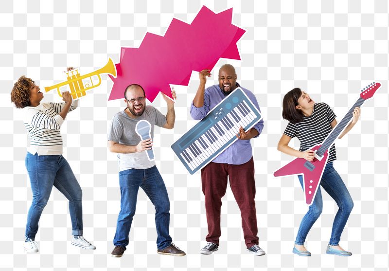 People playing music png sticker, | Free PNG - rawpixel