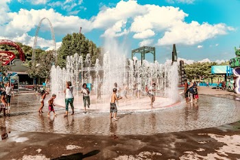 People Playing on Fountain