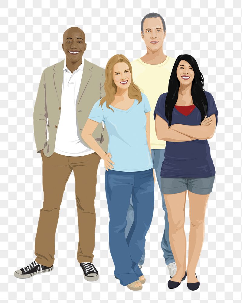 People png sticker, standing characters | Free PNG - rawpixel