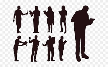 People Reading A Poem Silhouettes - People Reading Vector