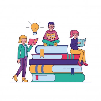 People reading books for study vector illustration Free Vector