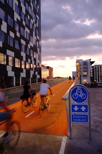 people riding bicycles inside bicycle lane beside skyscraper