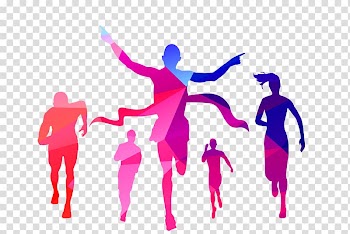 People running illustration, Allahabad Sport Indira Marathon Running, Color Motion Silhouette transparent background PNG clipart