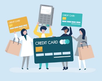 People shopping with a credit card