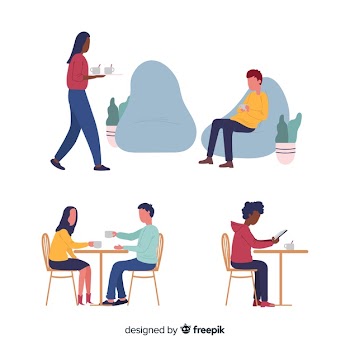 People sitting at a cafe Free Vector