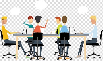 People sitting on chair using laptop computer illustration, Meeting Team building Business Event management Teamwork, Business Discussion transparent background PNG clipart