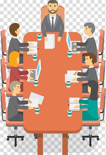 People sitting on conference table illustration, Meeting, Business meeting scene transparent background PNG clipart