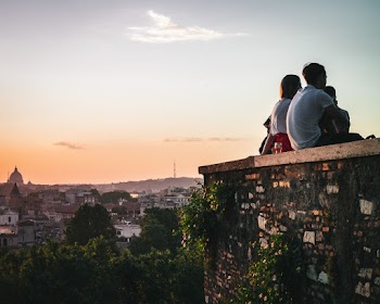 People Sitting on Wall