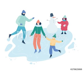 People skate outdoors on the ice