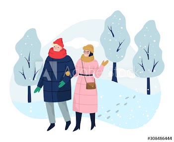 People spend time outdoor in winter