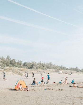 people staying on shore
