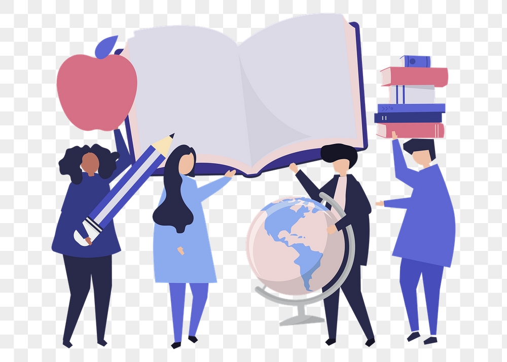 People studying illustration png, cartoon | Free PNG - rawpixel