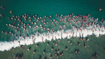 People Swimming on Body of Water