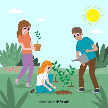 People taking care of plants Free Vector
