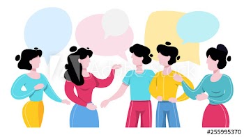 People talk using speech bubble