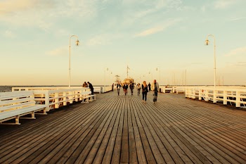 People Walking on Board Walk