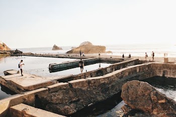 people walking on concrete pathway