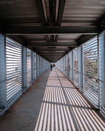 People Walking on Footbridge