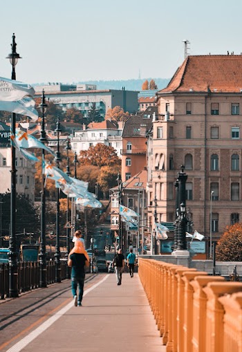 People Walking On Paved Road