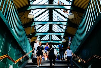 People Walking on Stairs