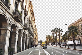 , people walking on street near vehicles beside buildings transparent background PNG clipart