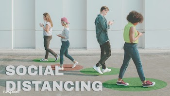 People walking with social distancing in public mockup | Free  psd mockup - 2302853