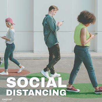 People walking with social distancing in public mockup | Free  vector - 2303391