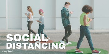 People walking with social distancing in public mockup | Free  vector - 2303479