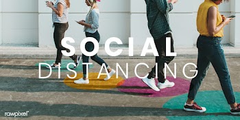 People walking with social distancing in public mockup | Free  vector - 2304257