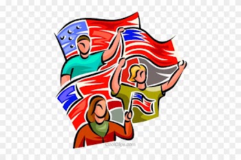 People Waving American Flags Royalty Free Vector Clip - People Waving American Flags Royalty Free Vector Clip