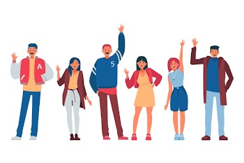 People waving hand illustration concept Free Vector