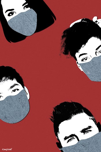 People wearing face mask in public social template  | Free  illustration - 2308524