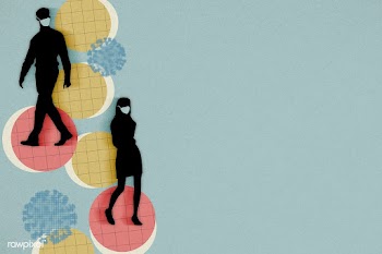People wearing face masks and having social distancing in public backg.. | Free  illustration - 2310443