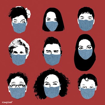 People wearing face masks during coronavirus pandemic mockup | Free  illustration - 2307891