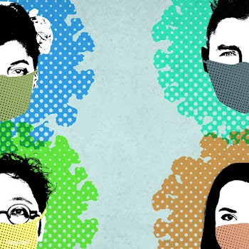 People wearing face masks in public during coronavirus pandemic backgr.. | Free  illustration - 2309000