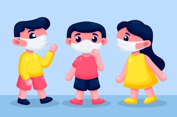 People wearing medical mask illustrated Free Vector