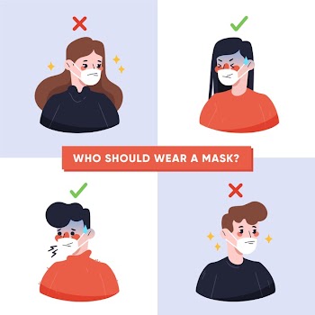People wearing medical mask illustration Free Vector