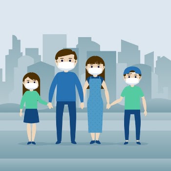 People wearing medical masks Free Vector