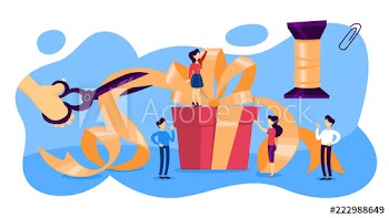 People with a big gift box prepare birthday present