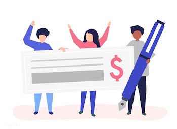 People with a cheque and a pen | Free stock vector - 478424