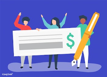 People with a cheque and a pen | Free stock vector - 478449