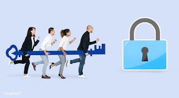 People with a key to the lock | Free stock psd mockup - 492569
