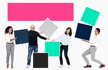 People with blank colorful boxes | Free stock psd mockup - 493016