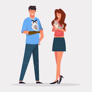 People with different pets illustrated Free Vector